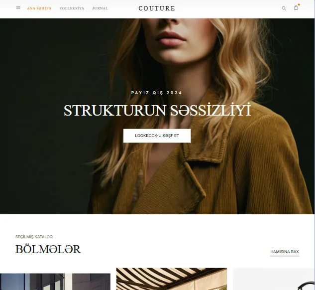 Smart Fashion: mövsümi lookbook və kataloq bölmələri ilə ana səhifə